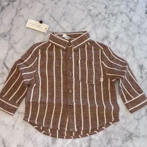 RYLEE + CRU LINEN BUTTON STRIPE SHIRT